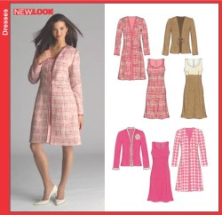 6508 NL SLEEVELESS EMPIRE DRESS, COAT, JACKET PATTERN 8-18